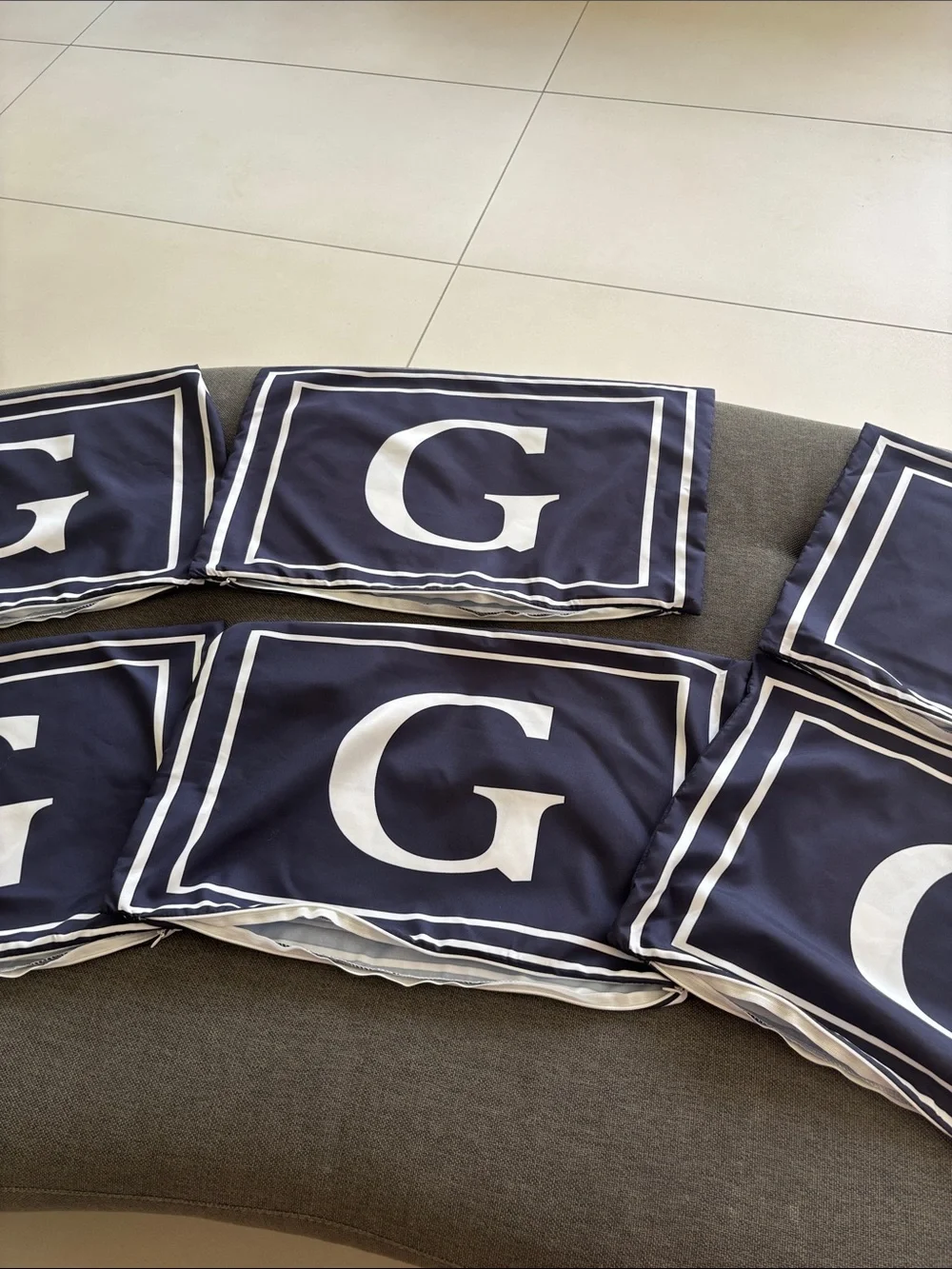 Monogram 'G' Navy Accent Pillow Cover set of 6
